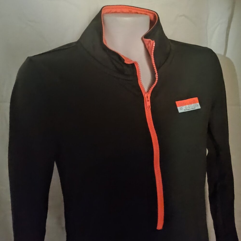 Victoria’s Secret Pink Ultimate Half Zip Pullover Medium Green Orange